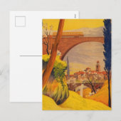 Vintage französische Eisenbahn Feiertagspostkarte (Vorne/Hinten)