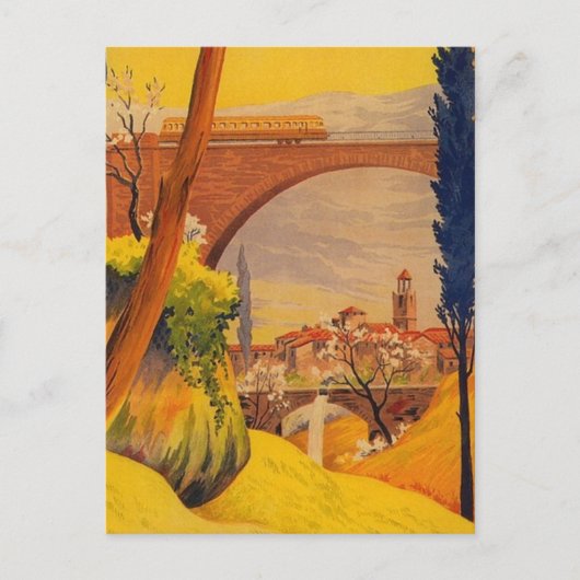 Vintage französische Eisenbahn Feiertagspostkarte (Vorderseite)