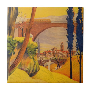 Vintage französische Eisenbahn Fliese