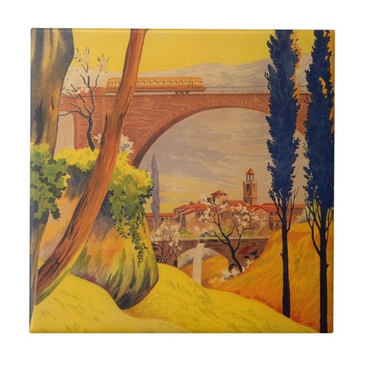 Vintage französische Eisenbahn Fliese (Vorderseite)