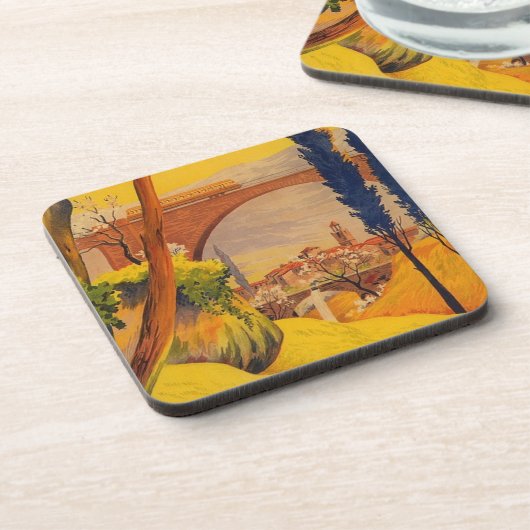 Vintage französische Eisenbahn Getränkeuntersetzer (Linke Seite)