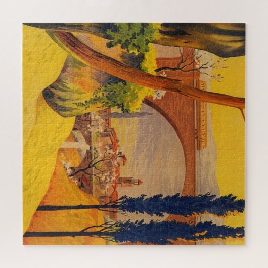 Vintage Französische Eisenbahn - Illustration Puzzle (Horizontal)