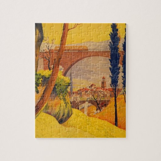 Vintage Französische Eisenbahn - Illustration Puzzle (Vertikal)