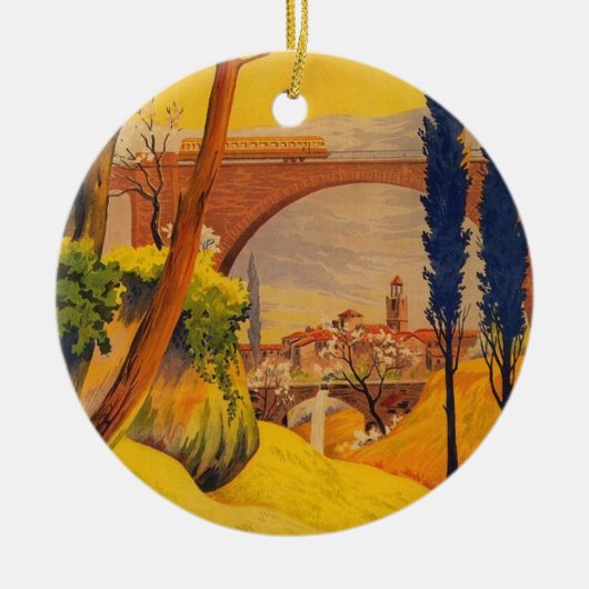 Vintage französische Eisenbahn Keramikornament (Vorne)