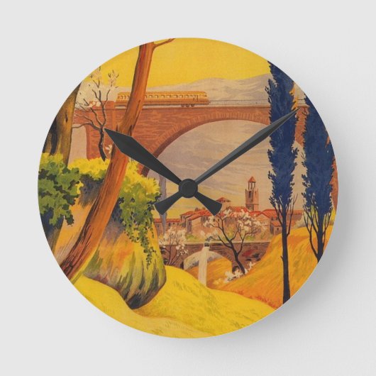 Vintage französische Eisenbahn Runde Wanduhr (Vorderseite)