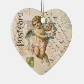 Vintage französische Engelvalentine-Herzverzierung Keramikornament (Rechts)