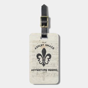 Vintage französische Ephemera Fleur De Lis individ Gepäckanhänger