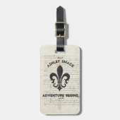 Vintage französische Ephemera Lilie Custom Gepäckanhänger (Vorderseite vertikal)