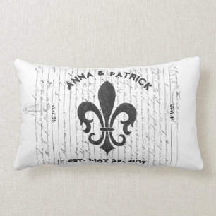 Vintage Französische Ephemera S/W Fleur De Lis Maß Lendenkissen
