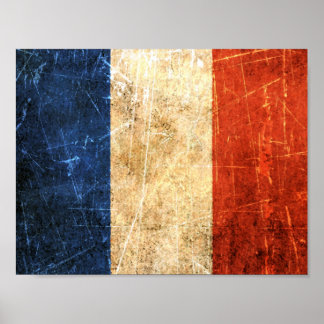 Vintage französische Flagge gekratzt und abgetrage Poster
