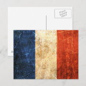 Vintage französische Flagge gekratzt und abgetrage Postkarte (Vorne/Hinten)