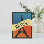 Vintage französische Flagge Paris Eiffel Tower Tra Postkarte (Stehend Vorderseite)