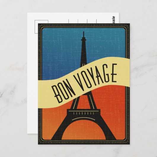 Vintage französische Flagge Paris Eiffel Tower Tra Postkarte (Vorne/Hinten)