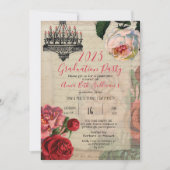 Vintage Französische Floral-Boho-Graduierungsparte Einladung (Vorderseite)