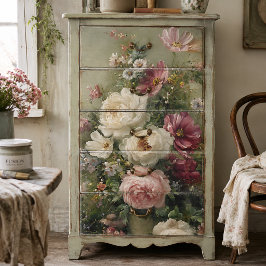 Vintage französische florale Decoupage-Pfingstrose Seidenpapier