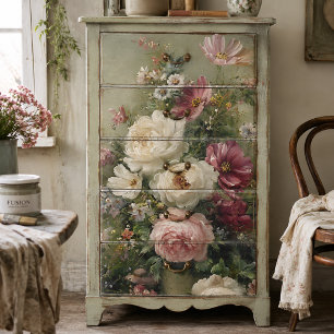 Vintage französische florale Decoupage-Pfingstrose Seidenpapier