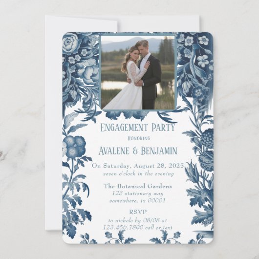 Vintage französische Foto-Engagement-Partei Einladung (Vorderseite)