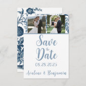 Vintage französische Foto-Hochzeit Save The Date (Vorne/Hinten)