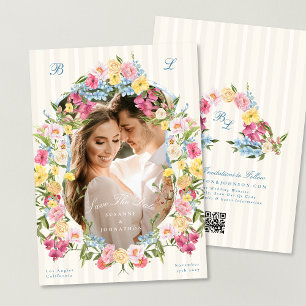 Vintage französische Foto-Rahmen-Monogramm-Hochzei Save The Date