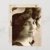 Vintage Französische Frau mit Süßkirschen Postkarte (Vorne/Hinten)