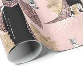 Vintage französische Frau mit Wein in Rosa Geschenkpapier (Rolleneckpunkt)