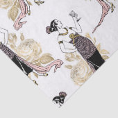 Vintage französische Frau mit Wein in Rosa Seidenpapier (Detail)