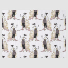 Vintage französische Frau mit Wein in Rosa Seidenpapier