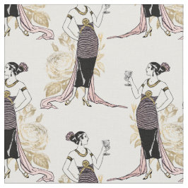 Vintage französische Frau mit Wein in Weiß Stoff