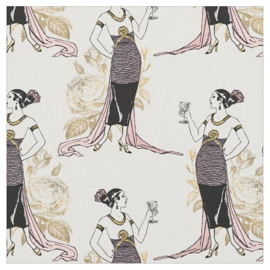 Vintage französische Frau mit Wein in Weiß Stoff (Nahaufnahme)