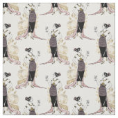 Vintage französische Frau mit Wein in Weiß Stoff (Muster)