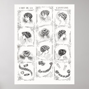 Vintage französische Frauenhaarstile Poster