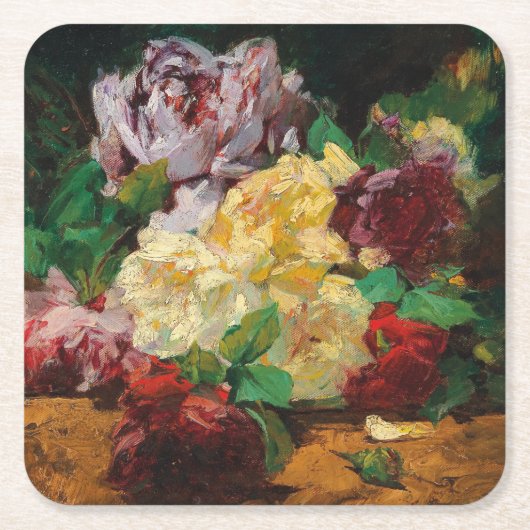 Vintage französische Georges Jeannin-Rose Rechteckiger Pappuntersetzer (Vorderseite)