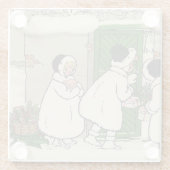 Vintage französische Gift Girls Weihnachten Glasuntersetzer (Rückseite)