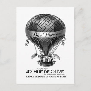Vintage französische Heißluftballon-Postkarte Postkarte