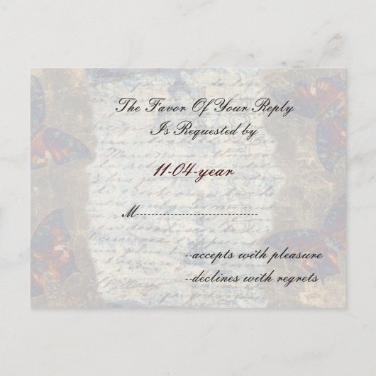 Vintage französische Hochzeitskarte Einladungspostkarte (Rückseite)