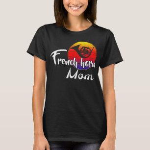 Vintage französische Horn Mama Retro Sunset Funny  T-Shirt