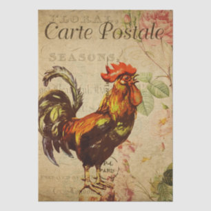 Vintage französische Hühner-Decoupage-Postkarte Seidenpapier