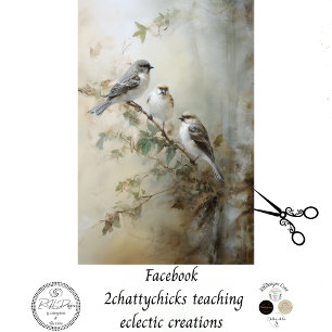Vintage französische Hütte Vogeldekoupage Seidenpapier