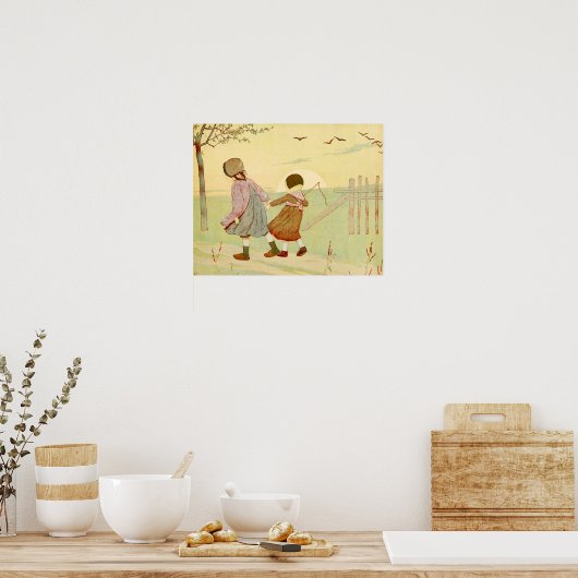 Vintage französische Illustration "Children" Poster (Küche)