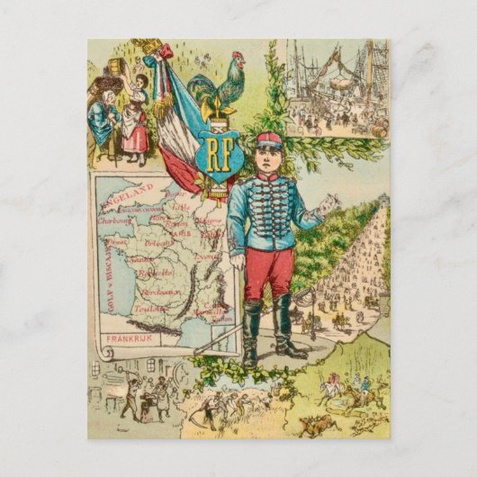 Vintage französische Illustration Postkarte (Vorderseite)