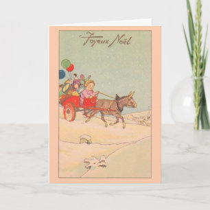 Vintage französische Joyeux Noël Weihnachtskarte Feiertagskarte