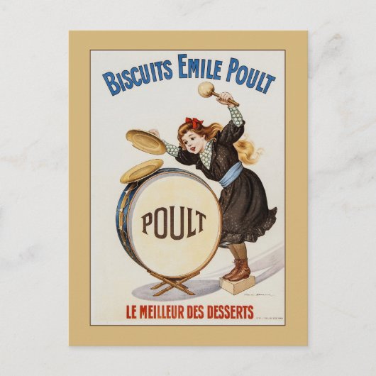 Vintage französische Kekse, kleines Mädchen auf Ba Postkarte (Vorderseite)