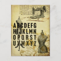 Vintage französische Kleiderform Nähmaschine Postk