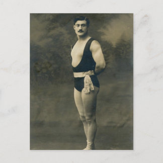 Vintage-Französische-Kraftmännchen-Karte Postkarte