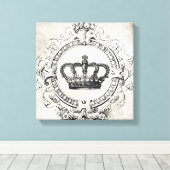 Vintage Französische Krone gestreckte Leinwand (Insitu (Holzboden))