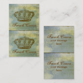 Vintage französische Kronen-Minigeschäftskarten Visitenkarte (Vorne/Hinten)