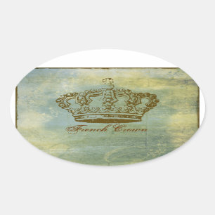 Vintage französische Kronen-personalisierte Ovaler Aufkleber