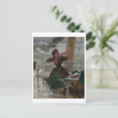 Vintage französische Kunst Feiertagspostkarte (Stehend Vorderseite)