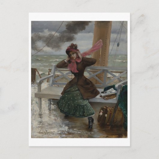 Vintage französische Kunst Feiertagspostkarte (Vorderseite)