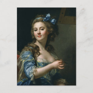 Vintage Französische Kunst Frau in blauer Robe Postkarte